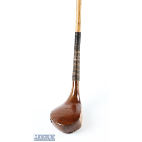 5 - T Morris light stained beech wood bulger driver fitted with replaced full length hide grip complete ... 