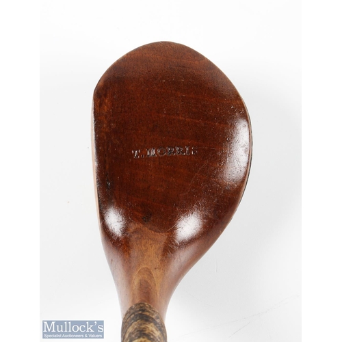 5 - T Morris light stained beech wood bulger driver fitted with replaced full length hide grip complete ... 