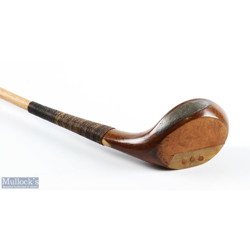 5 - T Morris light stained beech wood bulger driver fitted with replaced full length hide grip complete ... 