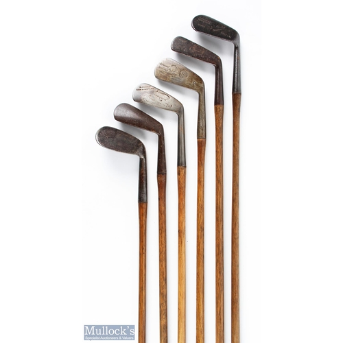 501 - 6x Assorted Irons to incl Gibson Jigger, James Gourlay mashie and driving iron, Logans 2 iron, diamo... 