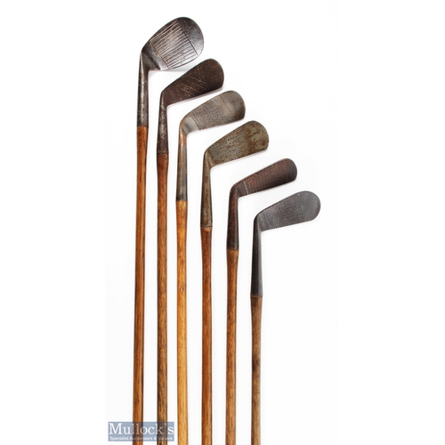 501 - 6x Assorted Irons to incl Gibson Jigger, James Gourlay mashie and driving iron, Logans 2 iron, diamo... 