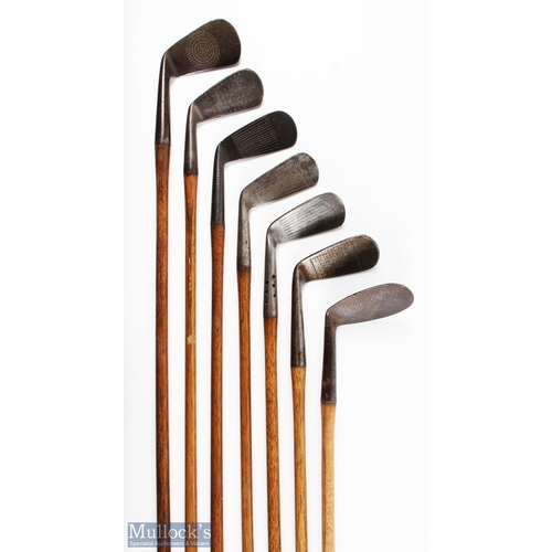 520 - 7x Various Irons incl Maxwell pattern flanged sole lofted iron, Spalding hammer brand mid-iron, Gibs... 