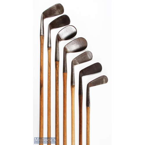 522 - 7x Mixed Irons to incl Maxwell model flanged sole driving iron, 3x Spalding irons for G Robins mid i... 