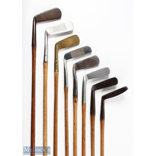 525 - 8x Assorted Putters to incl shallow metal mallet head with punch dot face markings stamped 41 to the... 