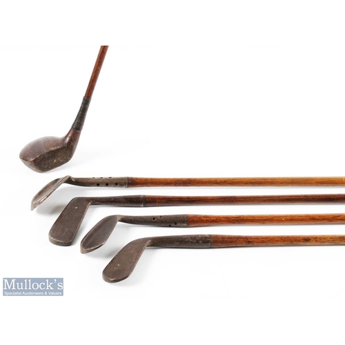 526a - Hickory Golf Club half set - to incl R Forgan & Sons St Andrews smooth faced iron with maker's detai... 