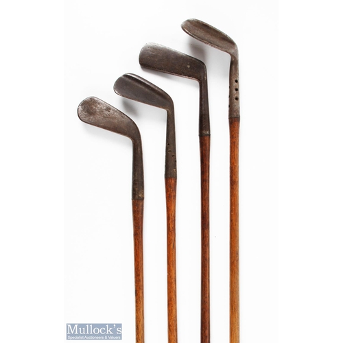 526a - Hickory Golf Club half set - to incl R Forgan & Sons St Andrews smooth faced iron with maker's detai... 