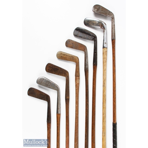 529 - 8x Assorted Putters and Irons to incl bent neck blade, Maxwell straight blade, Anderson of Anstruthe... 