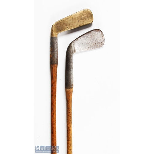 539 - Bussey & Co Patent steel socket brass/metal straight blade putter still fitted with the original pat... 