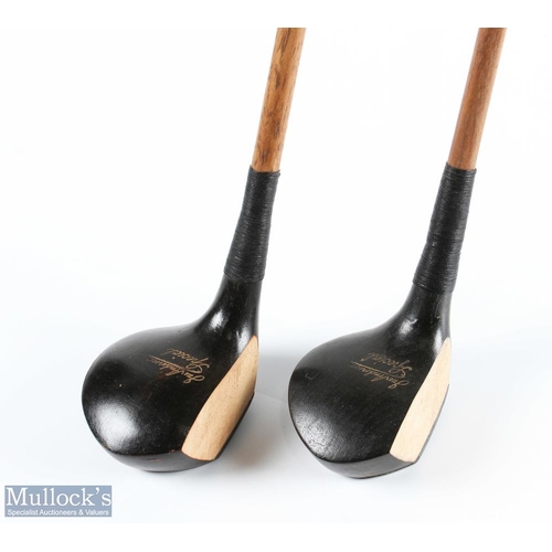 555 - Pair of Jas Anderson Special drivers in black stained persimmon, possibly re-shafted independently o... 