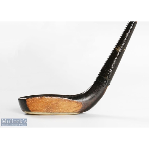 569 - Robert Forgan POWF St Andrews scare neck longnose putter in dark stained beechwood faintly marked to... 