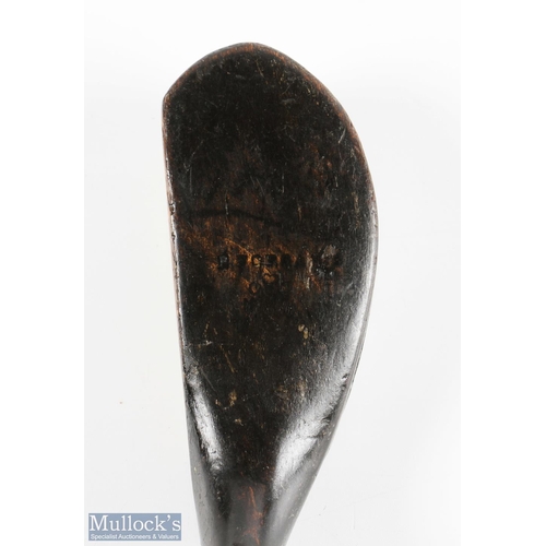 569 - Robert Forgan POWF St Andrews scare neck longnose putter in dark stained beechwood faintly marked to... 