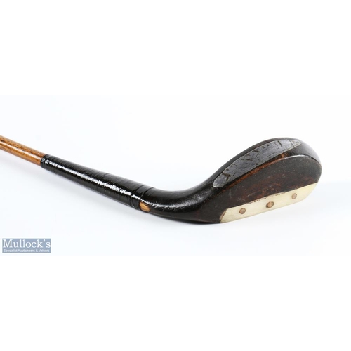 569 - Robert Forgan POWF St Andrews scare neck longnose putter in dark stained beechwood faintly marked to... 