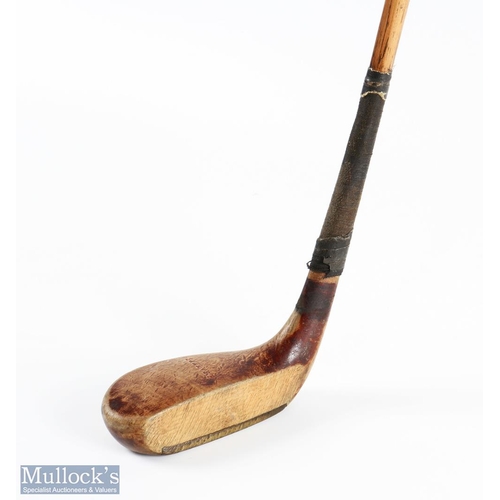 571 - Unusual Ben Sayers wooden mallet head scare neck putter with full thick central brass sole plate sta... 