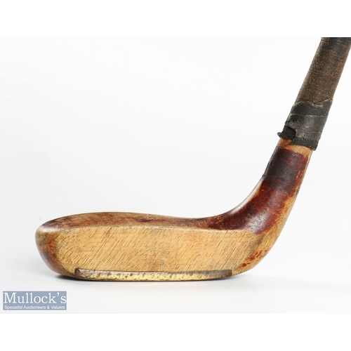 571 - Unusual Ben Sayers wooden mallet head scare neck putter with full thick central brass sole plate sta... 