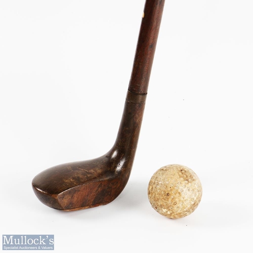 575 - Stained persimmon wood head styled Golf Sunday Walking Stick with tiny thin sole horn insert, unname... 