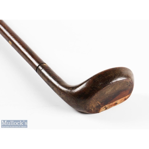 575 - Stained persimmon wood head styled Golf Sunday Walking Stick with tiny thin sole horn insert, unname... 