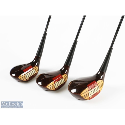 585 - MacGregor 'Jack Nicklaus Muirfield 20th' persimmon woods (3) to inc' 1, 3 and 5 - marked 0201035, de... 