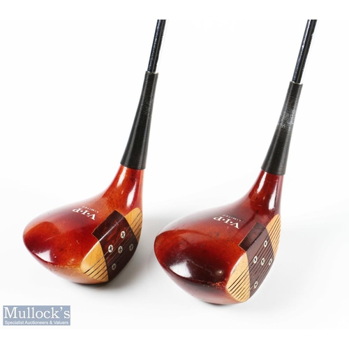 586 - MacGregor 'VIP Limited' persimmon woods (2) to inc' 1 and 3 woods, stamped 2t2f10, MacGregor Tourney... 