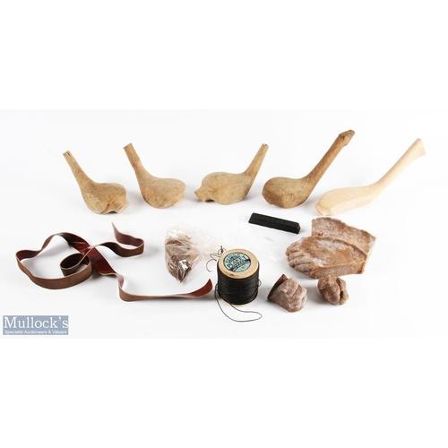 595 - Golf Assortments - Interesting collection of Golf Club making materials to incl 5x head blanks 1x sc... 