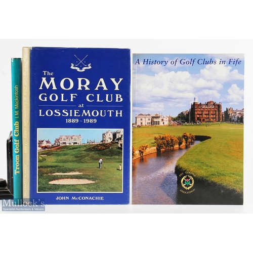 606 - 3x Scottish Golf Histories Books - The Moray Golf Club Lossiemouth 1889-1989 John McConachie Troon G... 