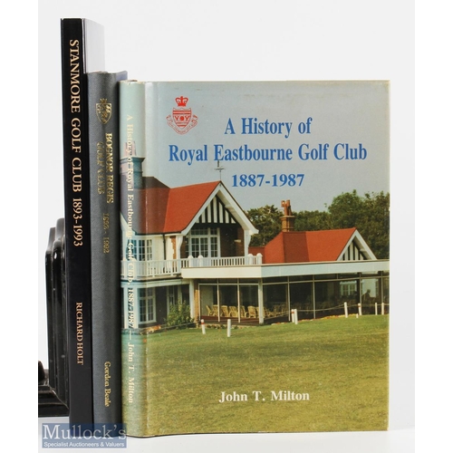 607 - 3x Golf Histories Books - Royal Eastbourne Golf Club 1887-1987 John T Milton Bognor Regis Golf Club ... 