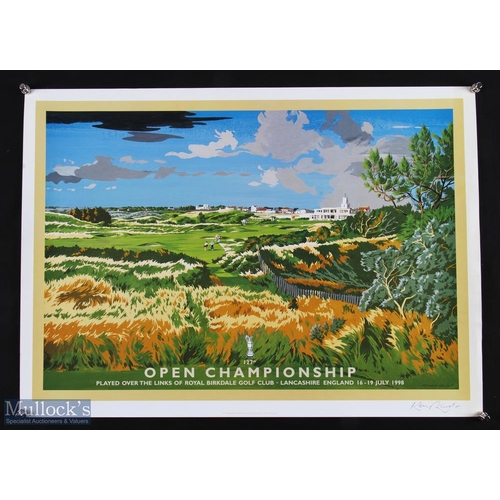 613 - 1998 127th Open Championship Golf Poster signed by Artist Ken Reed, 16th-19th July 1998 Royal Birkda... 