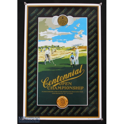 615 - 1995 Centennial US Open Championship Golf Poster signed by Artist Ken Reed, Long Island 15th-18th Ju... 