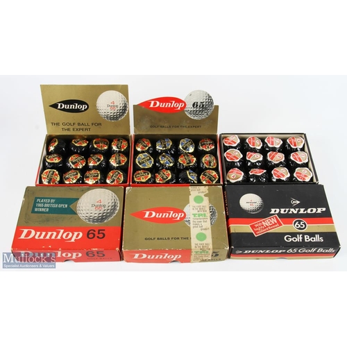 646 - 36x Dunlop 65 wrapped golf balls - in 3x various size makers original retail boxes