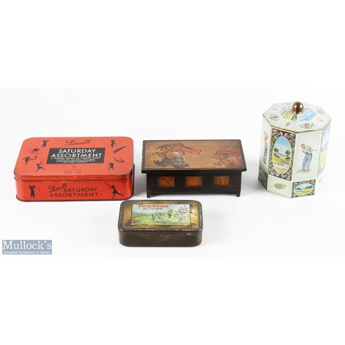 659 - 4x Period Golf Themed Advertising Tins Box to include a MacGregor golf tea caddy, Foursome mixture R... 