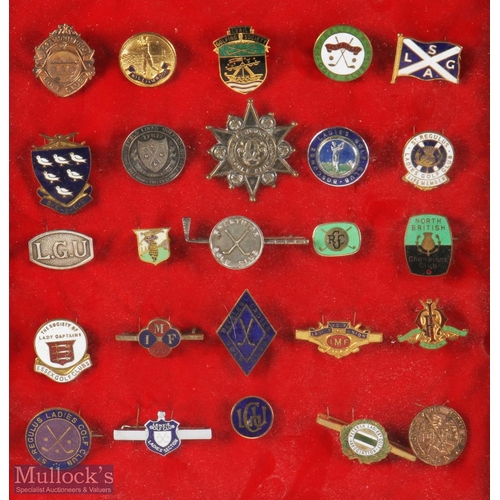 67 - Collection of 25x early Golf Club Enamel Members and Ladies Pin Badges - mostly Scottish related Cra... 