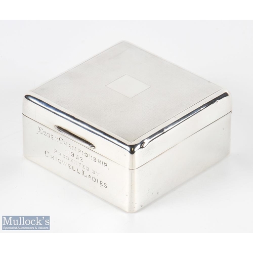 677 - Silver Cigarette Box Inscribed 'Essex Championship 1932 Presented by Chigwell Ladies' hallmarked Lon... 