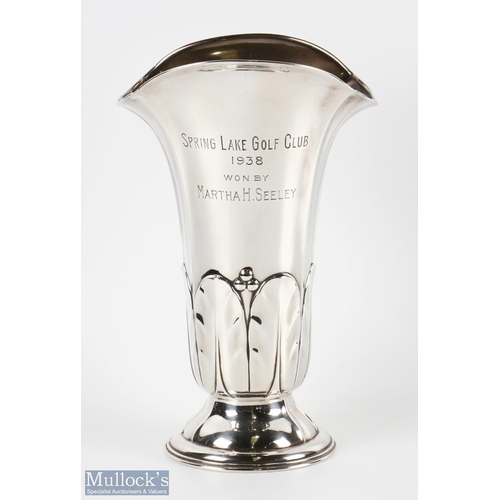 682 - Gorham Sterling Silver Spring Lake Golf Club Presentation Trophy Vase inscribed to front 'Spring Lak... 