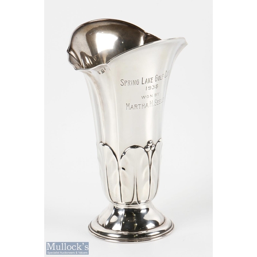 682 - Gorham Sterling Silver Spring Lake Golf Club Presentation Trophy Vase inscribed to front 'Spring Lak... 