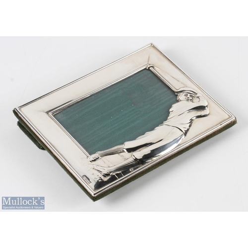 687 - Silver Golfing Picture Frame with embossed golfer figure, hallmarked Sheffield 1996 by Carrs of Shef... 