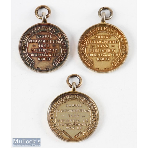 695 - 1950s News of The World Silver Gilt Medals (3) for 1953, 1955 and 1956, each having period golfer de... 