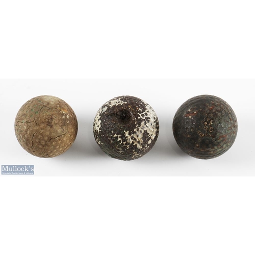 134 - 3x Various Early Bramble and Recessed Golf Balls - large (Colonel) Arc Heavy Recessed, Syx stamped r... 