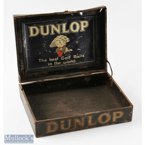 137 - Rare and large Dunlop Golf Ball Tin Box - c/w hinged lid to reveal the early Dunlop Character figure... 