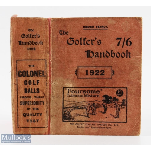 303 - Rare 1922 The Golfer's Handbook 24th ed publ'd  Edinburgh & London - Price 7/6d - in the original cl... 