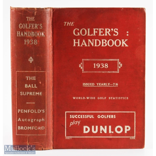 316 - 1938 The Golfer's Handbook 40th ed publ'd Edinburgh & London - Price 7/6d - in the original red and ... 