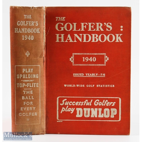 318 - 1940 The Golfer's Handbook 42nd ed publ'd Edinburgh & London - Price 7/6d - in the original red and ... 