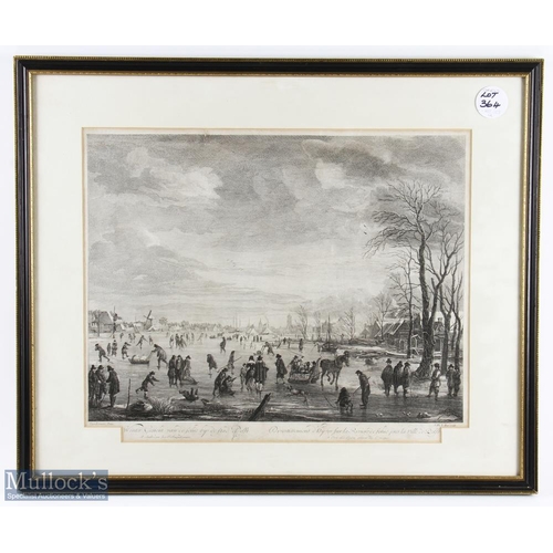 364 - Early c18th Dutch Kolf Winter River Scene Engraving by Vanderneer - image 14.5