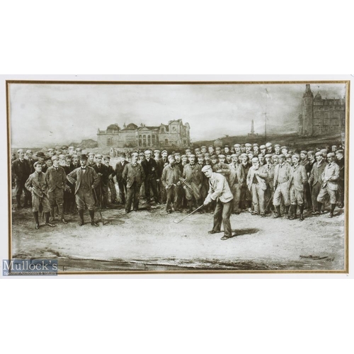 368 - Michael J Brown (after) 1895 Open Golf Championship - J H Taylor (the winner) addressing the ball in... 