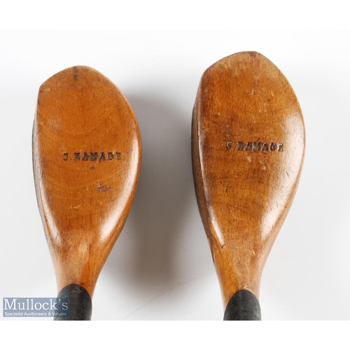 419 - Fine Matching pair Charles Ramage Brighton & Hove Golf Club Golden beech wood scare head Bulger Wood... 