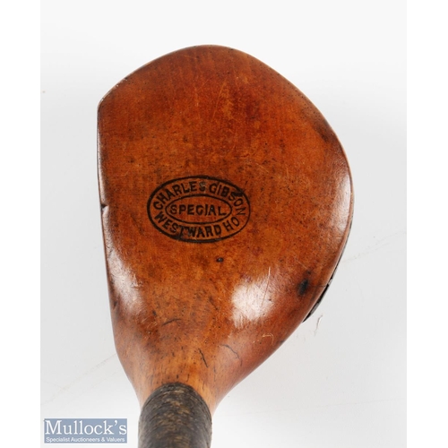 420 - Fine Charles Gibson Westward Ho! Scare Neck Golden Persimmon small headed Driver - with good clear s... 