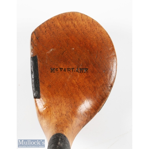 421 - Fine (William) McFarlane Fereneze Golf Club Scare Neck Golden Persimmon Driver c1907 - with central ... 