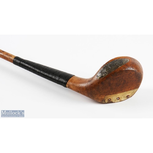 421 - Fine (William) McFarlane Fereneze Golf Club Scare Neck Golden Persimmon Driver c1907 - with central ... 