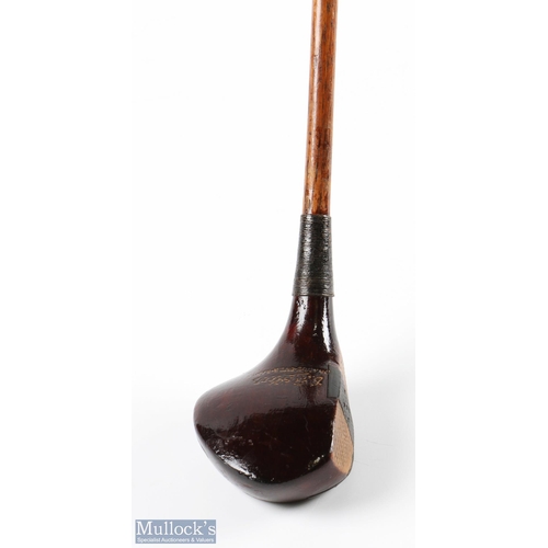 427 - Fine E B Steer Grange over Sands dark stained socket head brassie (made by his brother Jack) - fitte... 