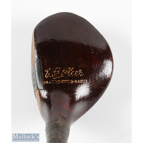 427 - Fine E B Steer Grange over Sands dark stained socket head brassie (made by his brother Jack) - fitte... 