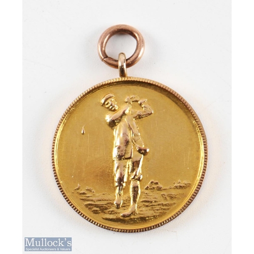 452 - 1922 Ridgemount Working Mens Golf Club 9ct Gold Medal embossed golfer to obverse, engraved to revers... 