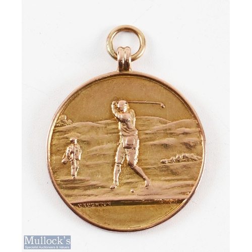 459 - 1912-13 'LHGC' 1st Class 9ct Gold Golf Medal awarded to 'P Toothill', embossed golf figure to obvers... 